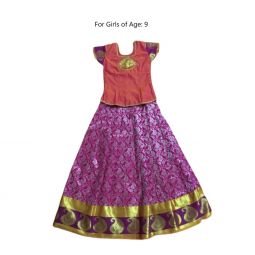 South Indian Lehenga skirt Orange & PINK - 30"